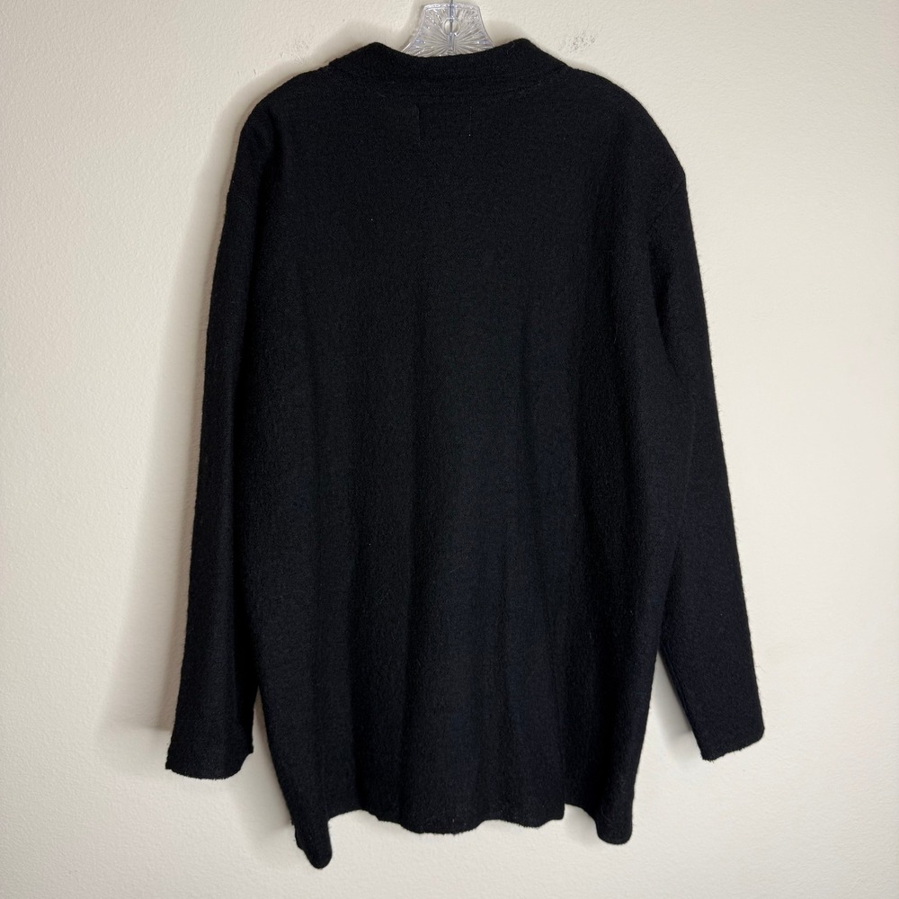 Quacker Factory Jacket Women 1X Black Boiled Wool Rhinestone Heart Zip Cardigan - Picture 5 of 5